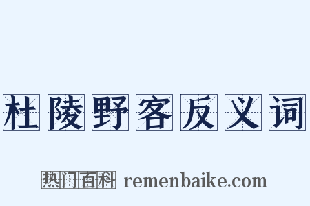 杜陵野客反义词是什么意思的图片